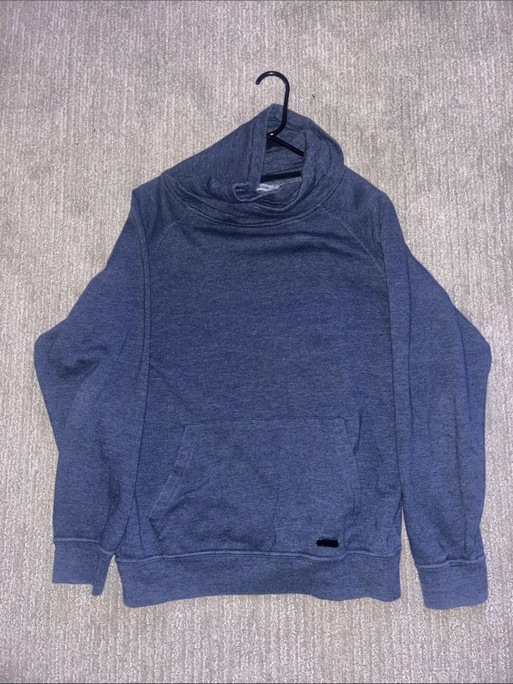 Men's Navy Blue Funnel Neck Sweater Hoodie